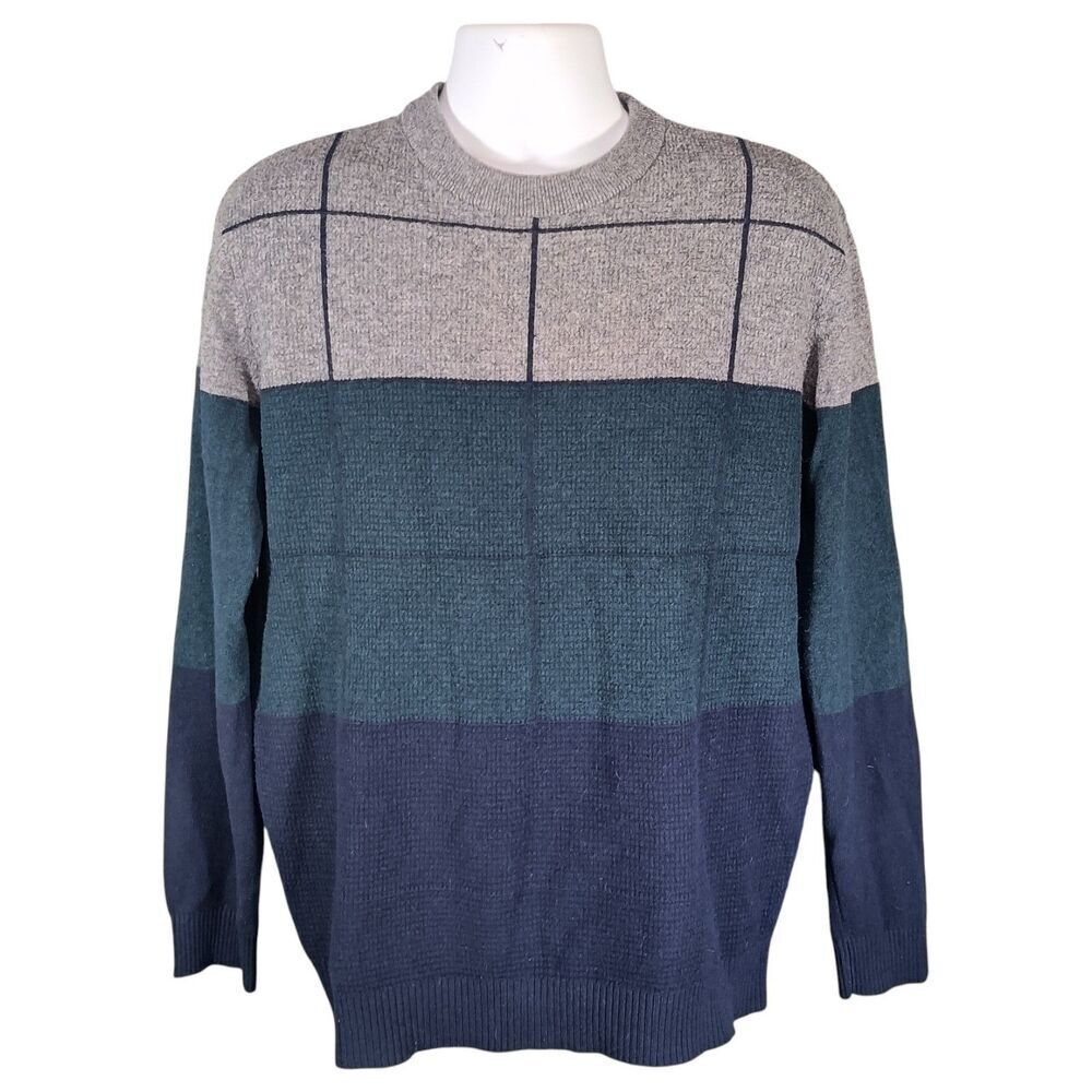 Robert Comstock Sweater Pullover Mens XL Cashmere Wool Blue Grey